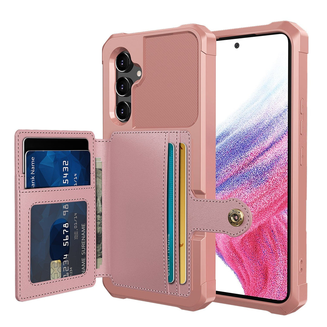 Magnetic Leather Wallet Case For Samsung Galaxy A Galaxy A73 5G / Rose Gold