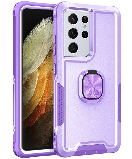 Heavy Duty Magnetic Case With Ring Grip For Samsung Galaxy Galaxy S10 / Purple