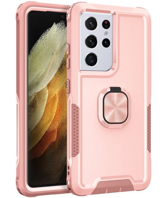 Heavy Duty Magnetic Case With Ring Grip For Samsung Galaxy Galaxy S10 / Pink
