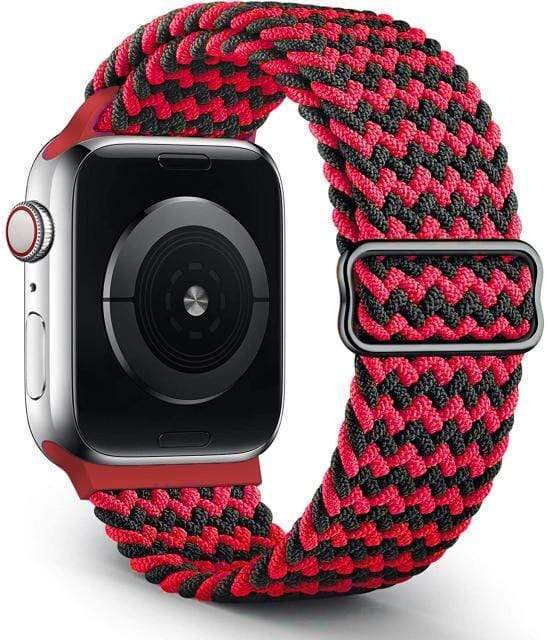 Adjustable Braided Nylon Watch Band Black Red / 38mm, 40mm & 41mm