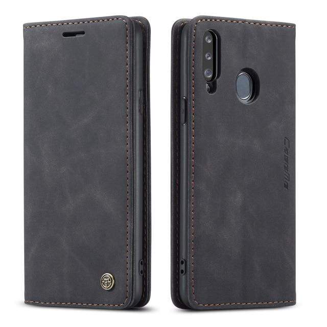 Slim Magnetic Leather Case For Samsung Galaxy Galaxy A70S / Black