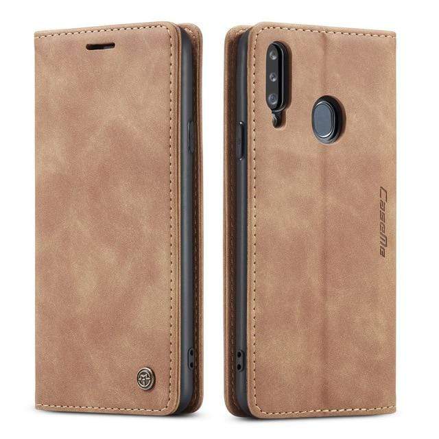 Slim Magnetic Leather Case For Samsung Galaxy Galaxy A70S / Brown