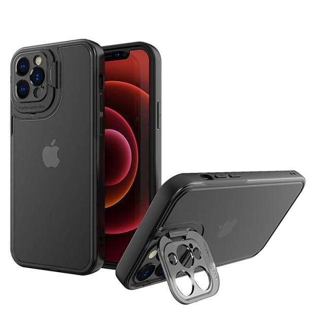Shockproof Camera Kickstand Phone Case iPhone 6/6S / Transparent Black