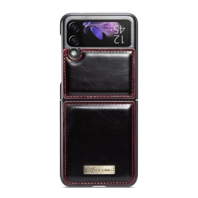 Leather Case For Samsung Z Flip 3 Black Red