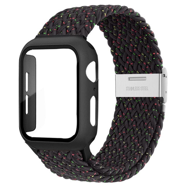 Braided Loop Watch Band With Case Stralight Black / 38mm (Series 1-3)
