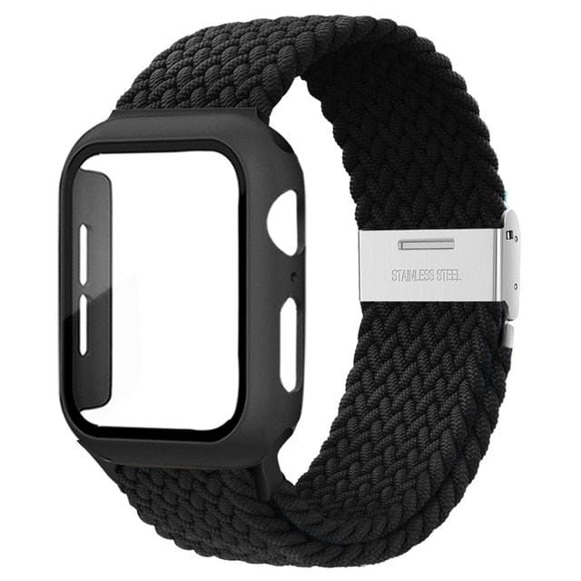 Braided Loop Watch Band With Case Black / 38mm (Series 1-3)