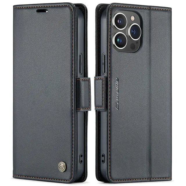 RFID Leather Card Holder Phone Case iPhone 15 / Black
