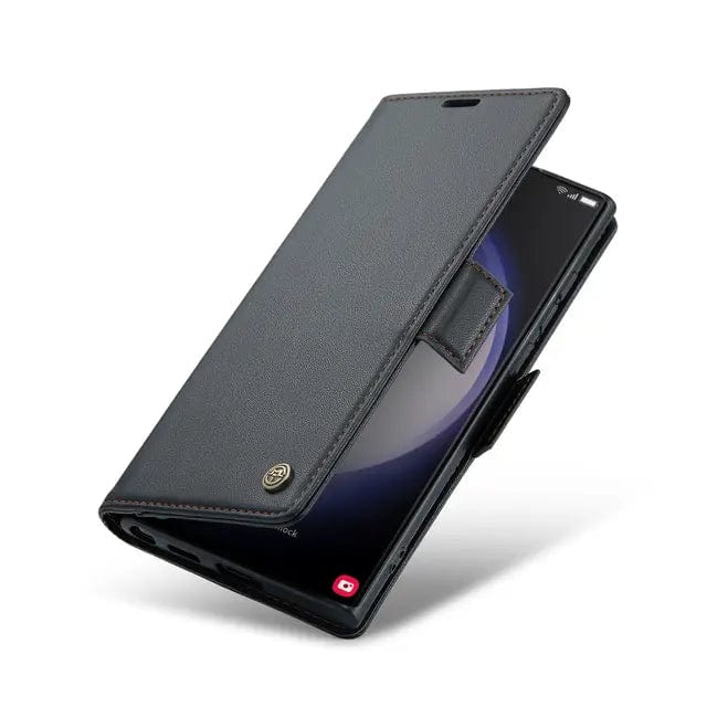 RFID Leather Card Holder Case For Samsung Galaxy Galaxy S10 / Black