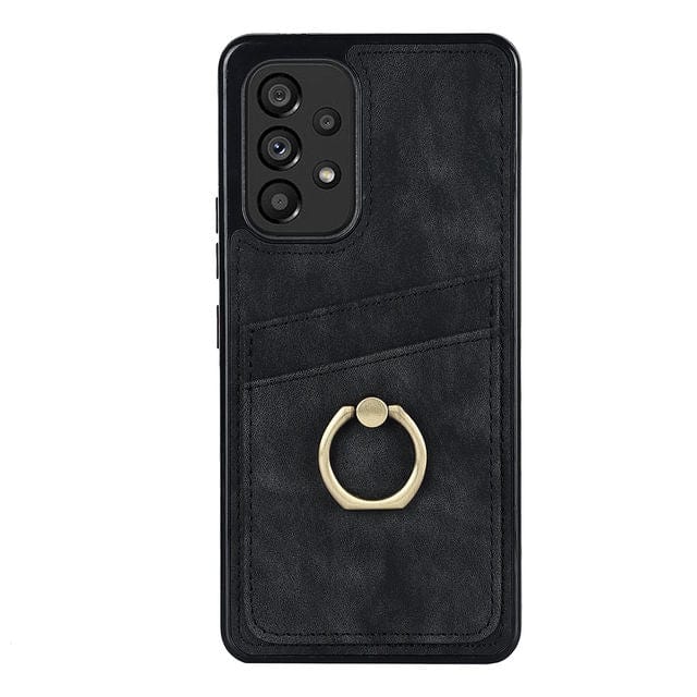 Matte Leather Cardholder Case For Samsung A Series Galaxy A12 5G / Black