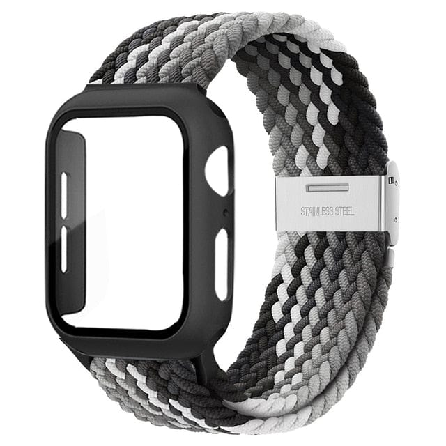 Braided Loop Watch Band With Case Black Grey / 38mm (Series 1-3)