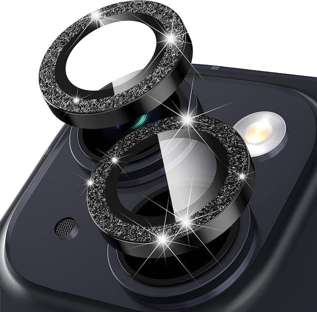 Dual Tempered Glass Camera Protector Bling Black / iPhone 11