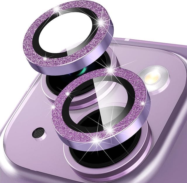 Dual Tempered Glass Camera Protector Bling Purple / iPhone 11