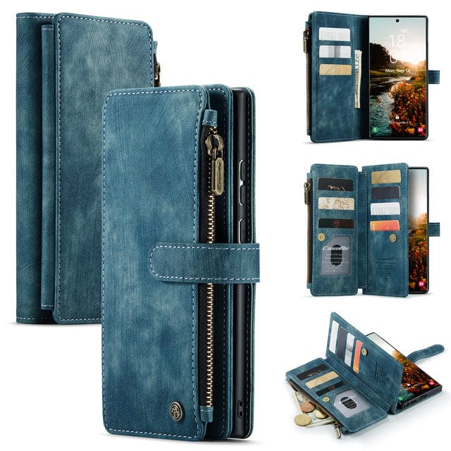 Zipper Leather Wallet Case For Samsung Galaxy Galaxy S8 / Blue