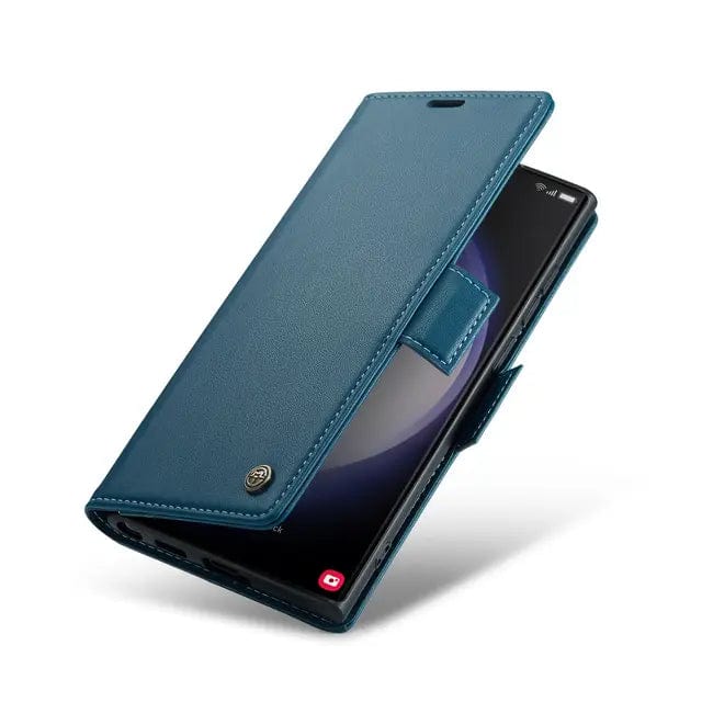 RFID Leather Card Holder Case For Samsung Galaxy Galaxy S10 / Blue