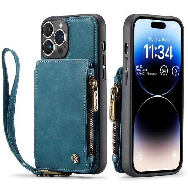 RFID Leather Wallet Phone Case iPhone 6/ 7/ 8 / Teal