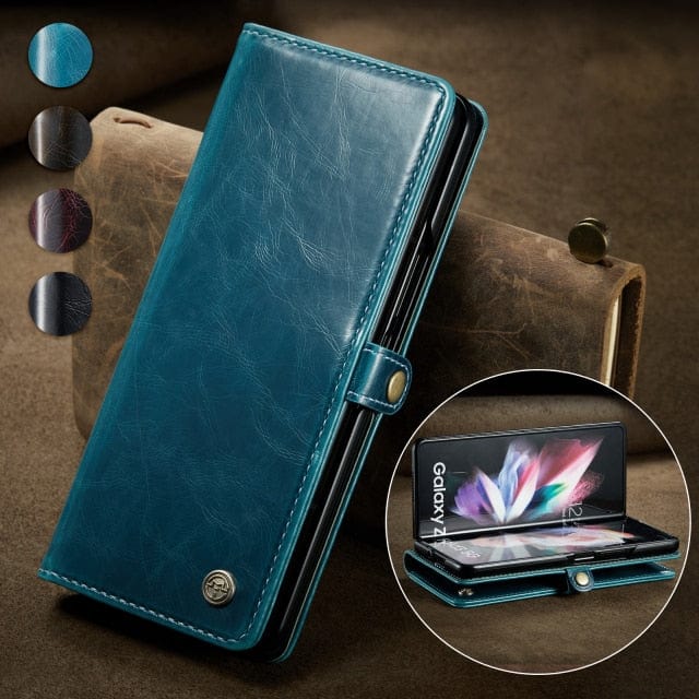 Leather Case For Samsung Z Fold Blue / Galaxy Z Fold 3 5G