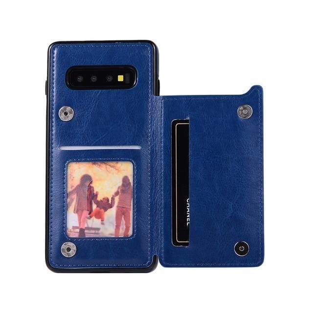 Leather Wallet Case For Samsung Galaxy S For Galaxy S10 / Blue