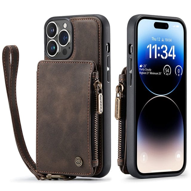 RFID Leather Wallet Phone Case iPhone 6/ 7/ 8 / Coffee