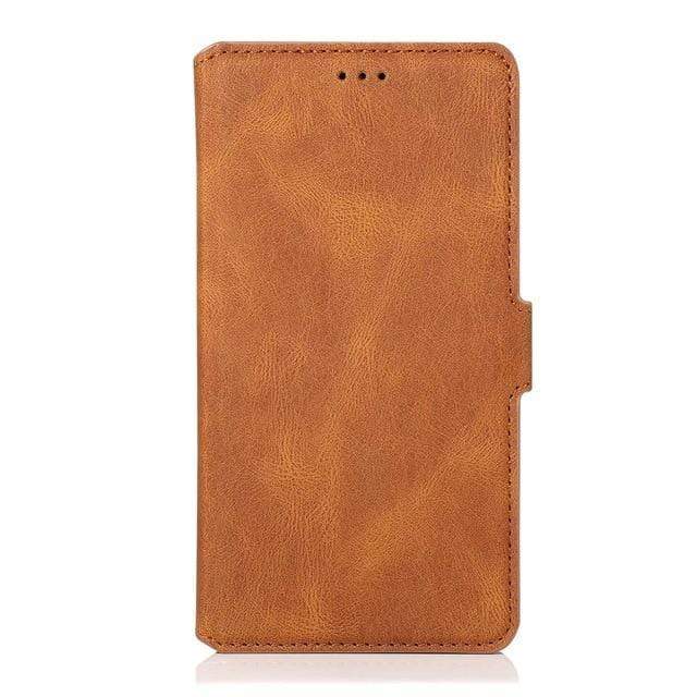 Flip Leather Wallet Case For Samsung Galaxy For Galaxy A01 / Brown