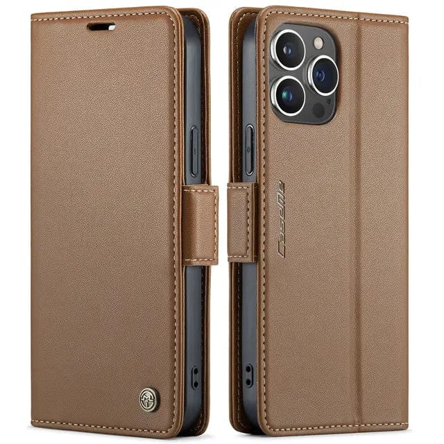RFID Leather Card Holder Phone Case iPhone 15 / Brown