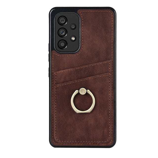 Matte Leather Cardholder Case For Samsung A Series Galaxy A12 5G / Brown