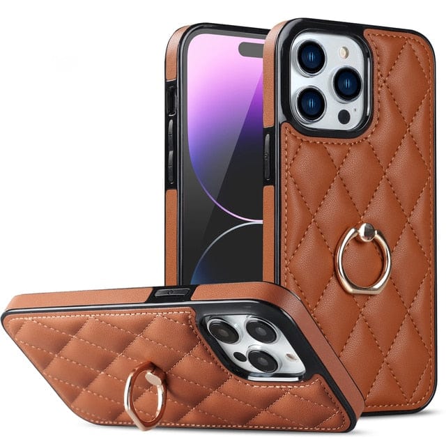 Classic Leather Phone Case With Ring Grip iPhone 11 / Brown