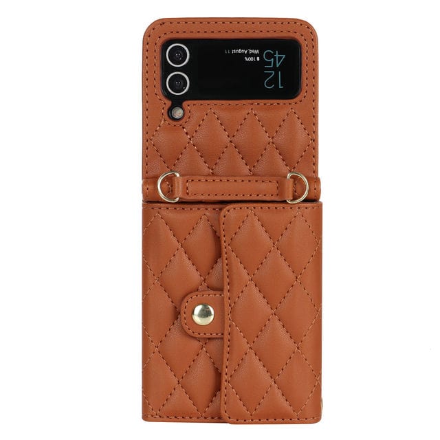 Crossbody Leather Wallet Case For Samsung Flip Samsung Z Flip 3 / Brown