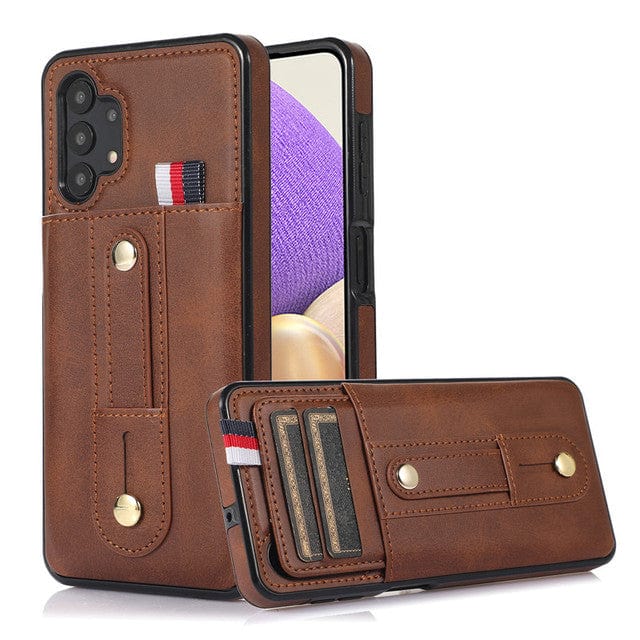 Leather Card Holder Case For Samsung Galaxy A Samsung A73 5G / Brown