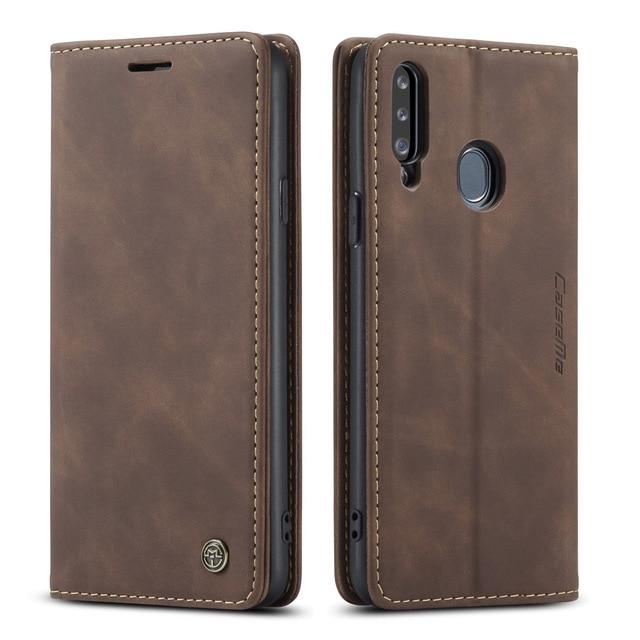 Slim Magnetic Leather Case For Samsung Galaxy Galaxy A70S / Coffee
