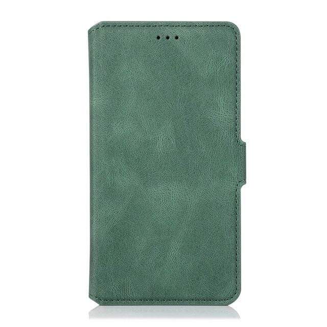 Flip Leather Wallet Case For Samsung Galaxy For Galaxy A01 / Dark Green