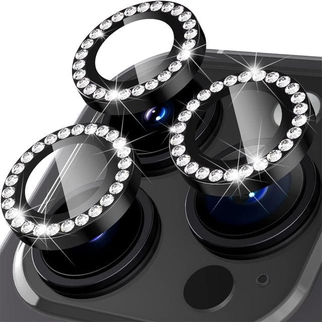 Triple Tempered Glass Camera Protector Rhinestone Black / iPhone 11 Pro