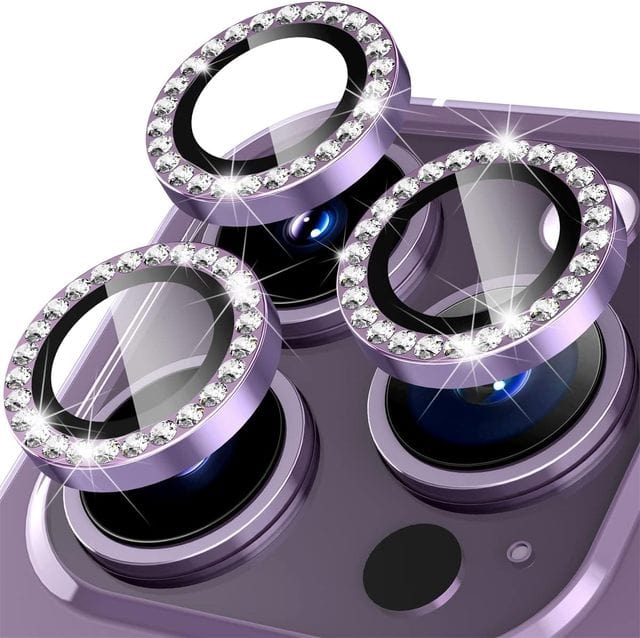 Triple Tempered Glass Camera Protector Rhinestone Purple / iPhone 11 Pro