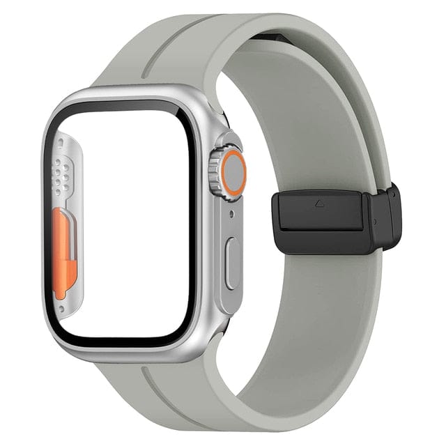 Magnetic Buckle Sports Watch Band With Case Gray / 45mm (Series 7 & 8)