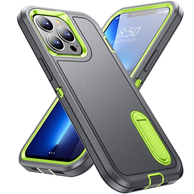 Shockproof Kickstand Phone Case iPhone 13 / Grey & Green