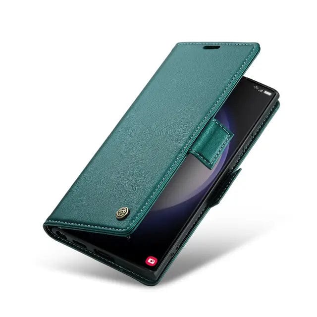RFID Leather Card Holder Case For Samsung Galaxy Galaxy S10 / Teal