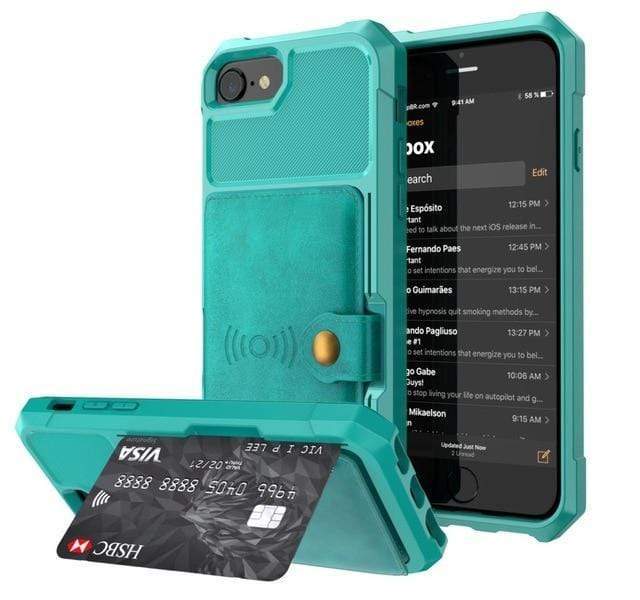 Magnetic Leather Phone Wallet Case iPhone 6/6s Plus / Green