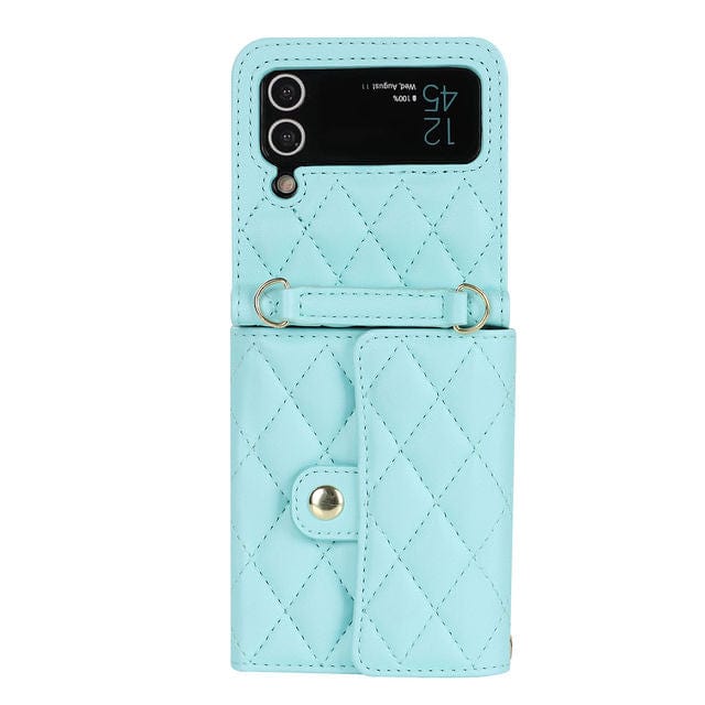 Crossbody Leather Wallet Case For Samsung Flip Samsung Z Flip 3 / Light Blue
