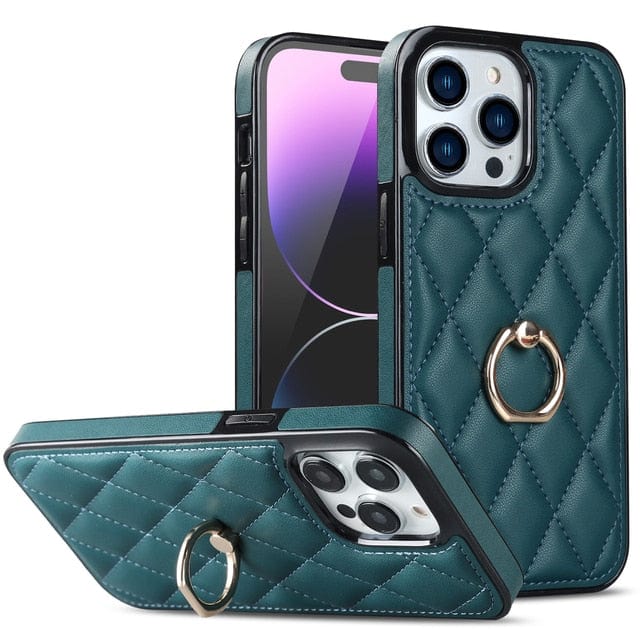 Classic Leather Phone Case With Ring Grip iPhone 11 / Green