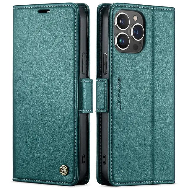 RFID Leather Card Holder Phone Case iPhone 15 / Teal