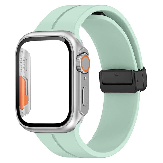 Magnetic Buckle Sports Watch Band With Case Light Green / 45mm (Series 7 & 8)