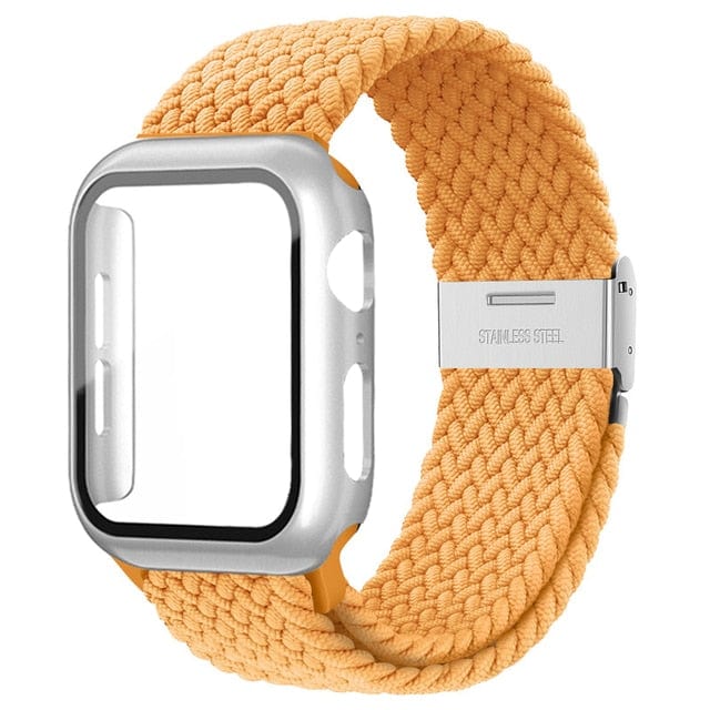 Braided Loop Watch Band With Case Mustard Yellow / 38mm (Series 1-3)
