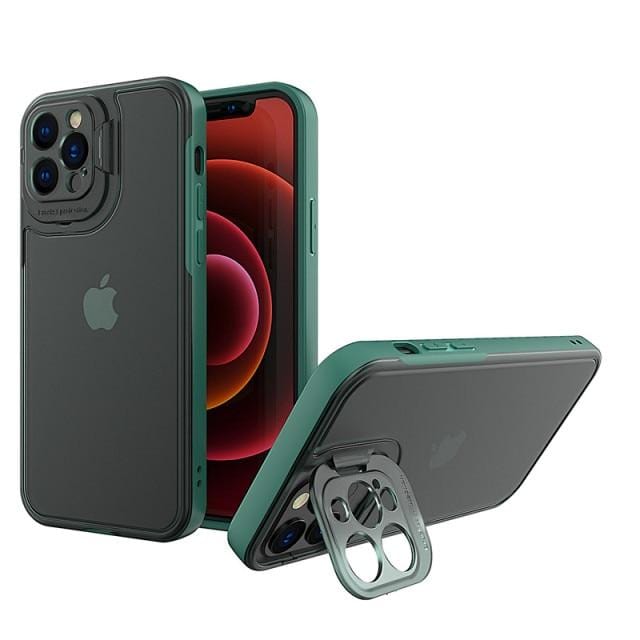Shockproof Camera Kickstand Phone Case iPhone 6/6S / Transparent Green