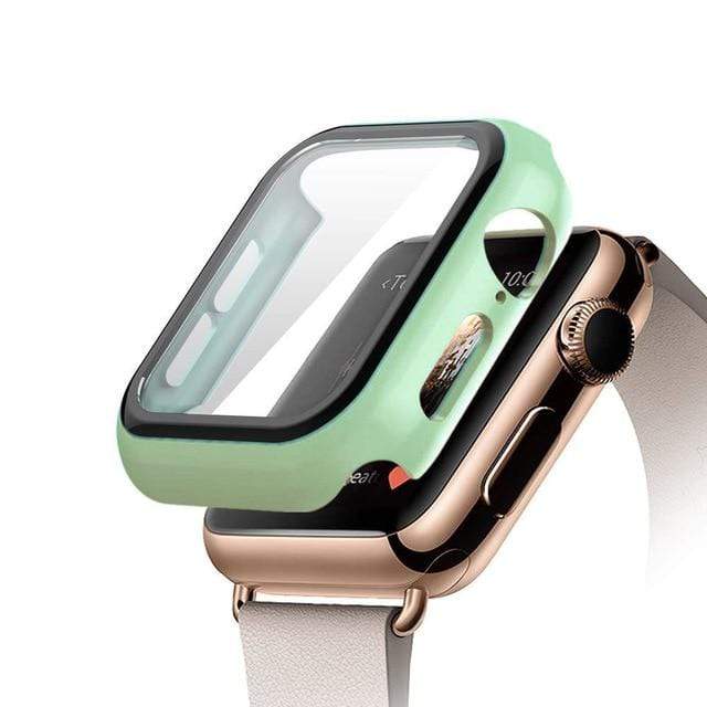 Tempered Glass Protective Watch Case Mint Green / 38mm (Series 1-3)