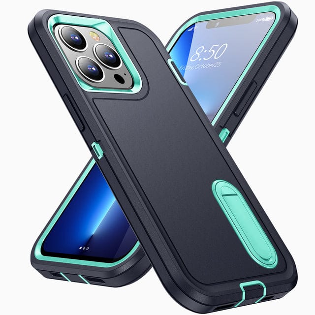 Shockproof Kickstand Phone Case iPhone 13 / Dark Blue & Green