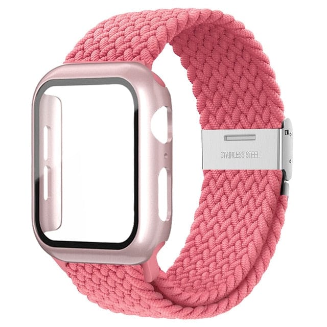 Braided Loop Watch Band With Case Pink / 38mm (Series 1-3)