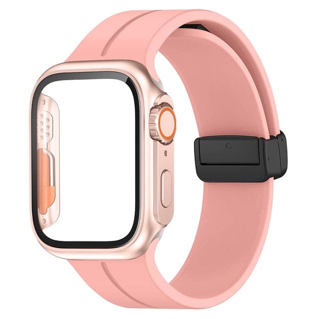 Magnetic Buckle Sports Watch Band With Case Pink / 45mm (Series 7 & 8)