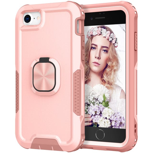 Heavy Duty Magnetic Phone Case With Ring Grip iPhone 6/7/8 / Pink