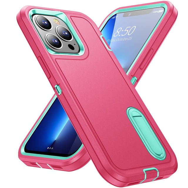 Shockproof Kickstand Phone Case iPhone 13 / Pink & Green