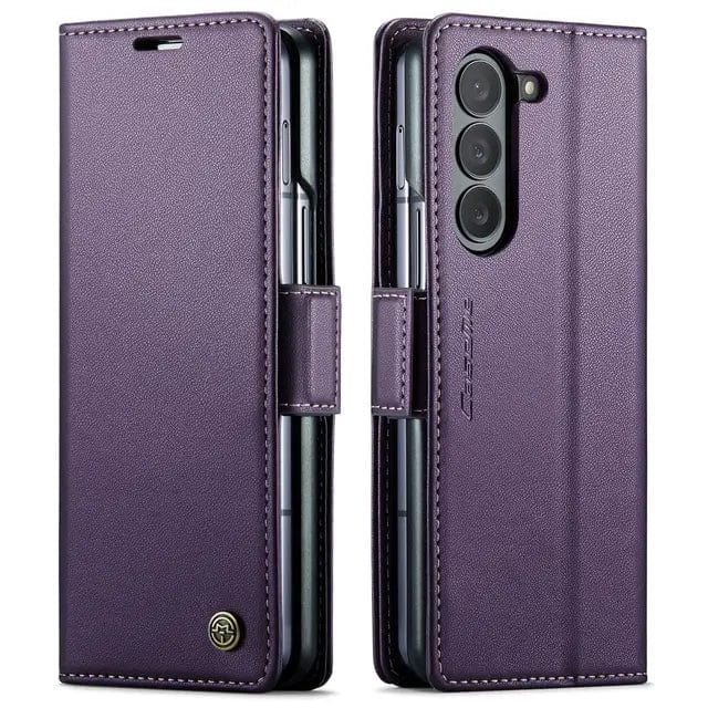 RFID Leather Card Holder Case For Samsung Z Fold Samsung Z Fold 5 / Purple