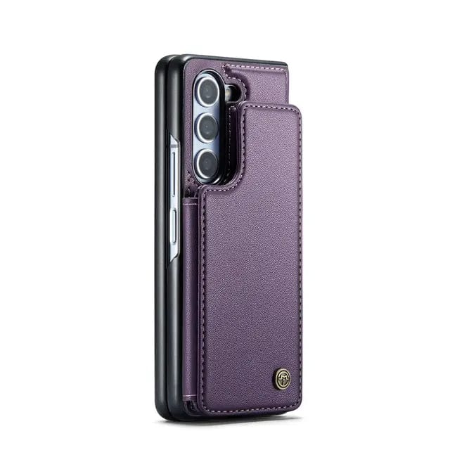 RFID Flip Leather Wallet Case For Samsung Fold Samsung Galaxy Z Fold 3 / Purple